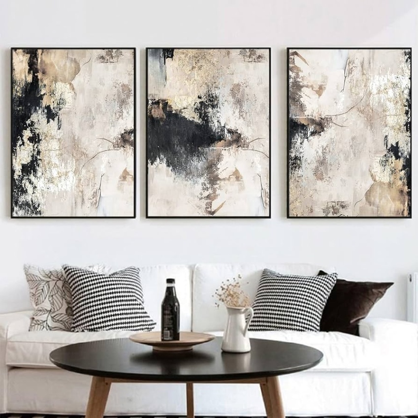 black and white wall decor Niche Utama Home Abstract Black and White Grey Wall Art Black White Grey Pictures Beige  Abstract Painting Modern Black Abstract Wall Art Black Beige Poster Gold  Foil