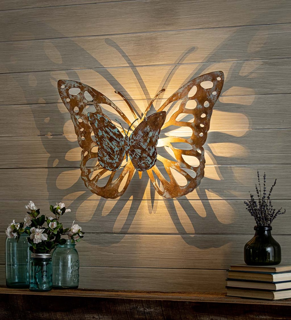 butterfly for wall decoration Niche Utama Home Lighted Laser-Cut Butterfly Wall Art  Wind and Weather