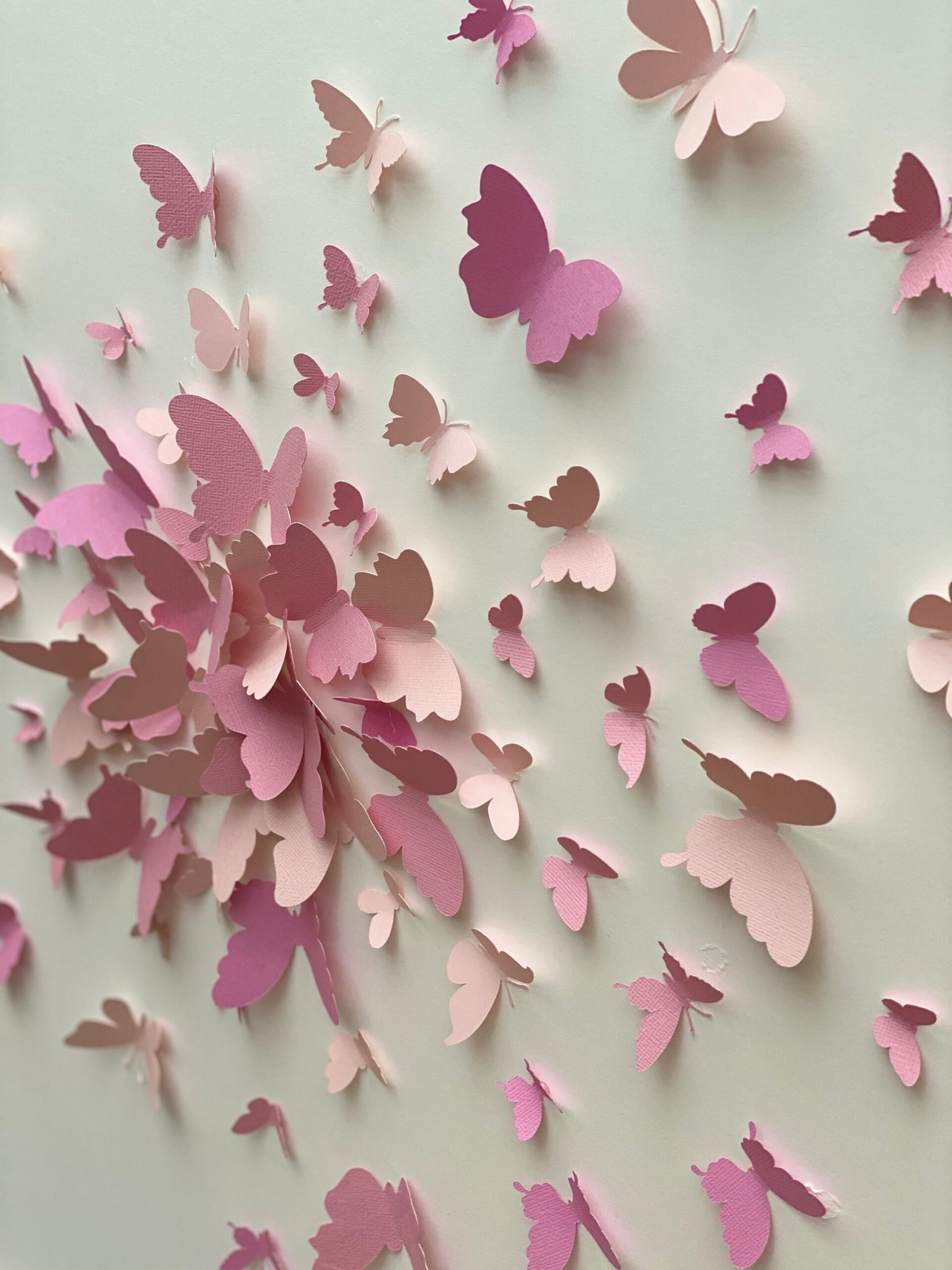 butterflies decor for wall Niche Utama Home Pastel Pink  Shades Butterfly Wall Art Nursery Room Decor - Etsy