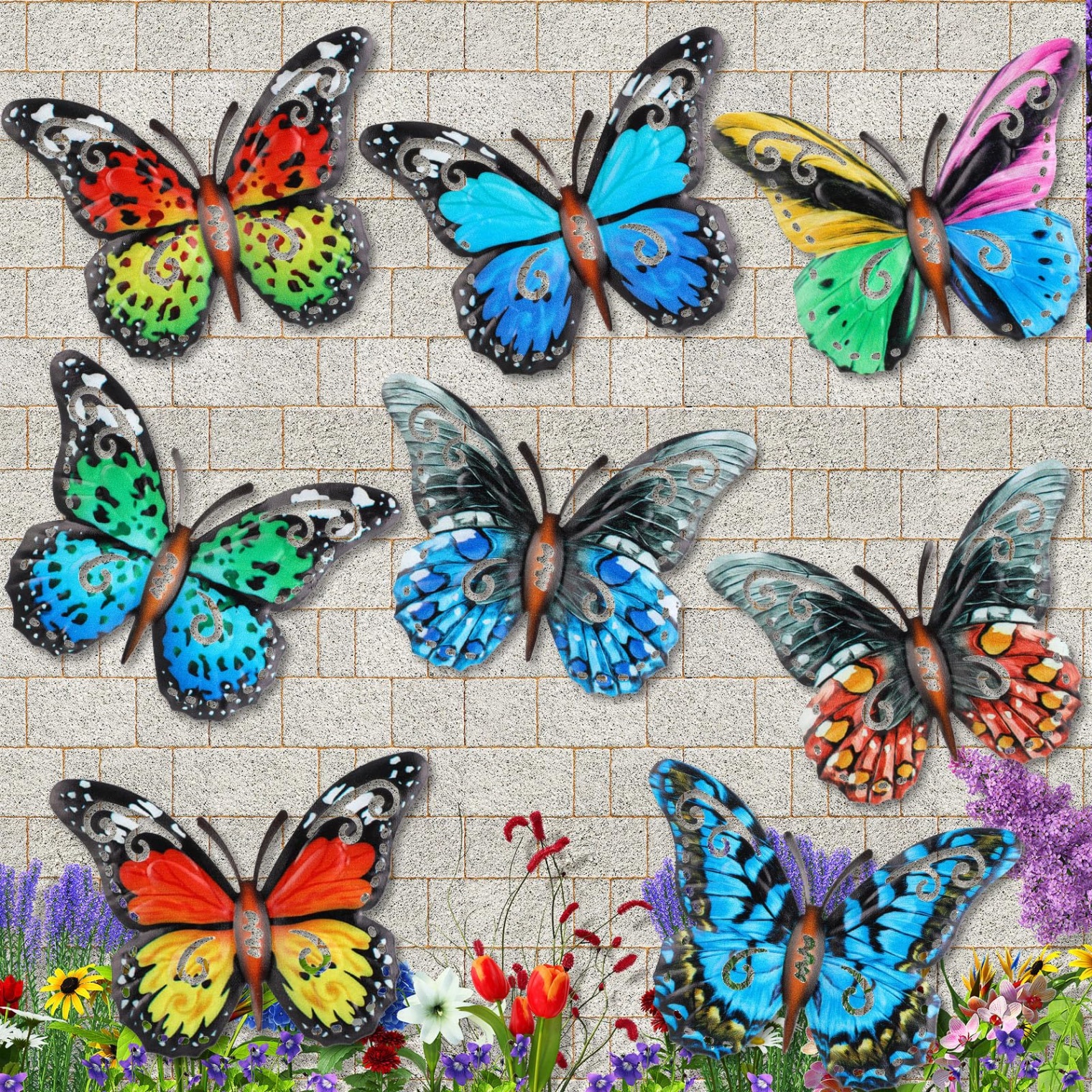 butterfly for wall decoration Niche Utama Home  Pieces Metal Butterfly Wall Art Decor, D Butterfly Hanging Wall Decor  Sculpture for Balcony Patio Living Room Garden Outdoor Fence Decoration